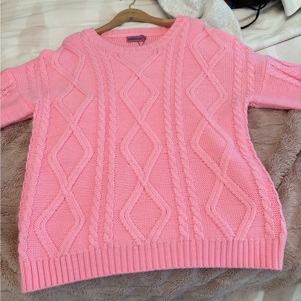Edikted Light Pink Cable Knit Sweater